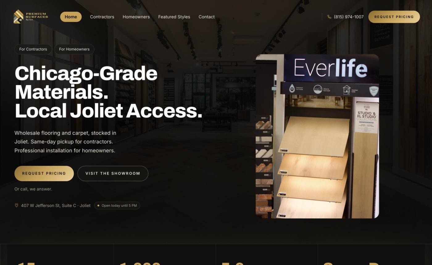 Premium Surfaces homepage screenshot