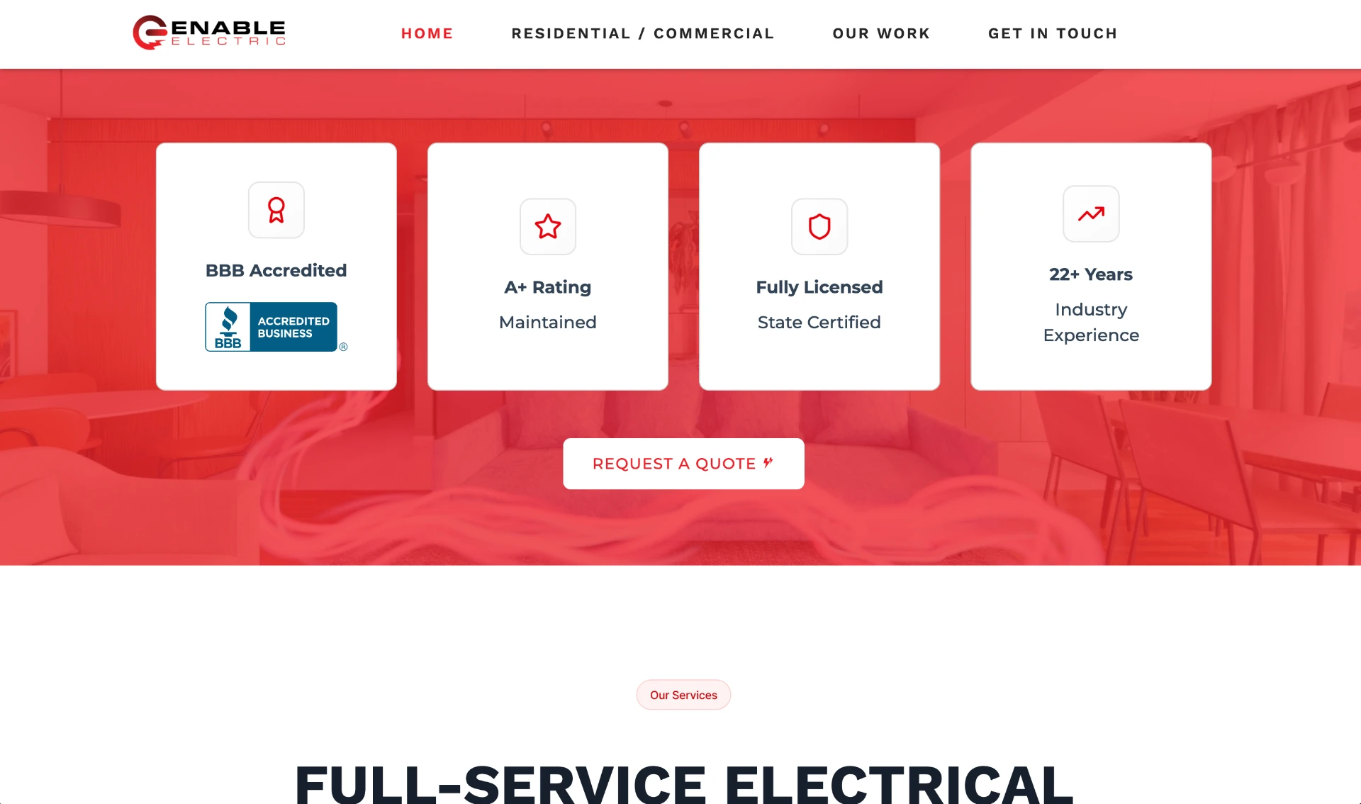Enable Electric homepage screenshot