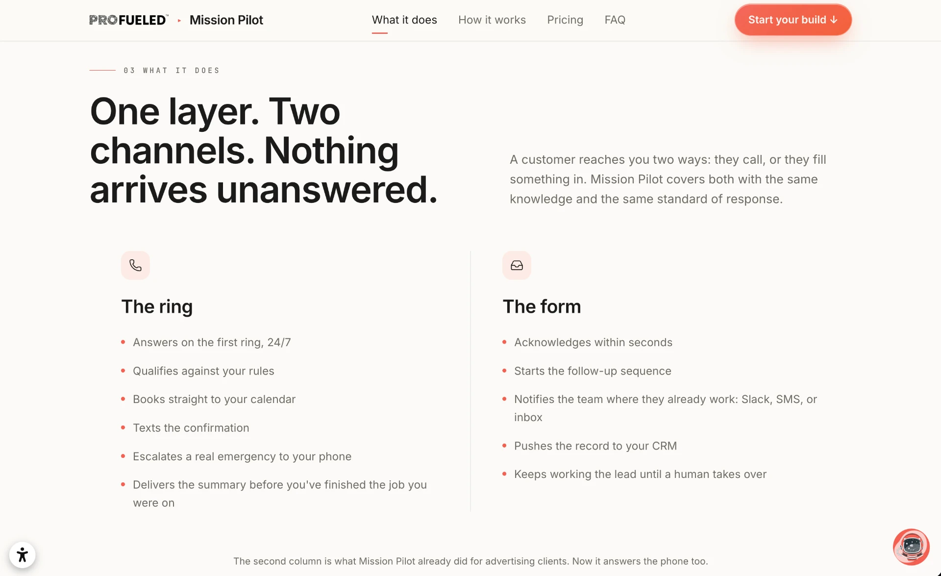 Mission Pilot page at pilot.profueled.com, desktop view