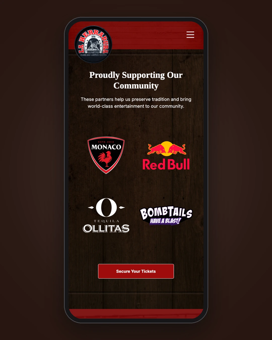 Herradura Joliet mobile site on a phone
